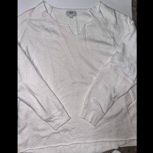 Aerie lightweight raw hem tunic crew neck sweatshirt with cut v in front